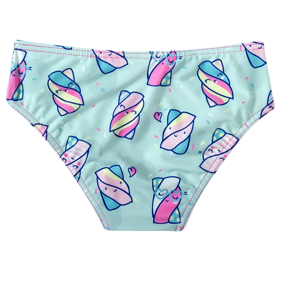 Top Com Calcinha Praia Marshmellow Elastano Kids Proteção Uv 50+