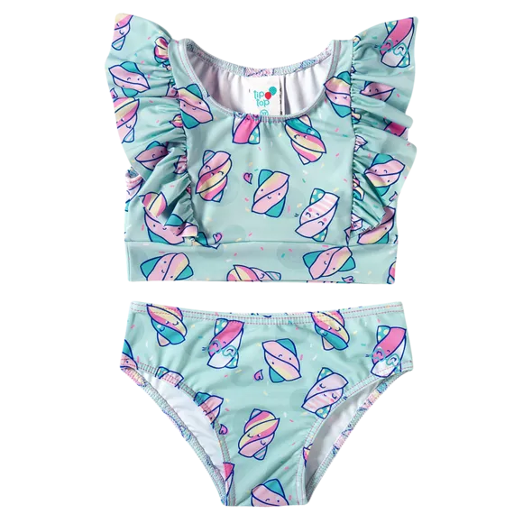 Top Com Calcinha Praia Marshmellow Elastano Kids Proteção Uv 50+
