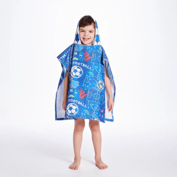 Poncho De Praia Kids Football Atoalhado Tip Top