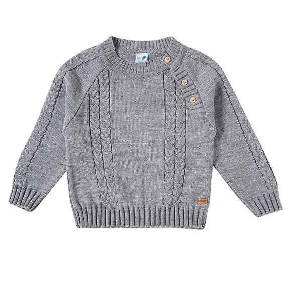 Blusão Com Botões Estampa Lisa Tricot Kids Tip Top