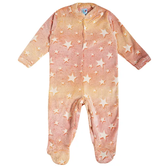 Pijama Macacão Estrelinhas Pelúcia Brilha No Escuro Kids Tip Top