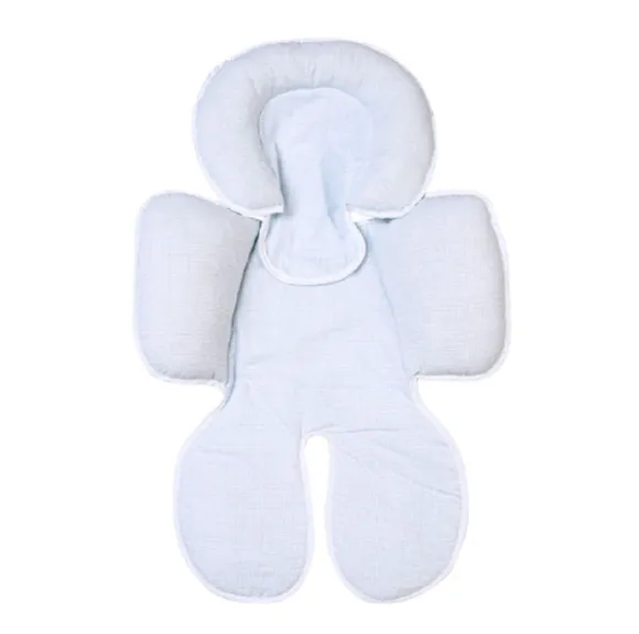 Capa Para Bebê Conforto E Carrinho Anatômico 2 Peças Linho Azul Bordados Papi
