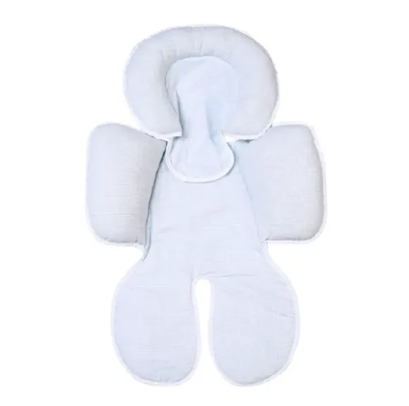 Capa Para Bebê Conforto E Carrinho Anatômico 2 Peças Linho Azul Bordados Papi