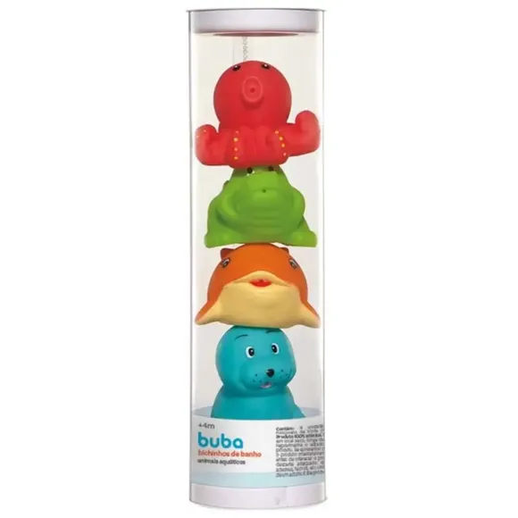 Brinquedo De Banho 4 Peças Aquáticos Buba