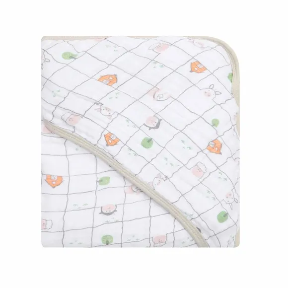 Toalha De Banho Com Capuz Forrado Soft Premium Estampado 90x80 Cm Animais Xadrez Papi
