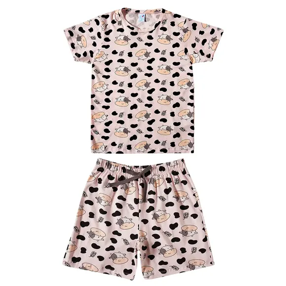Pijama Curto Juvenil Vaquinha Viscolycra Brilha No Escuro Tip Top