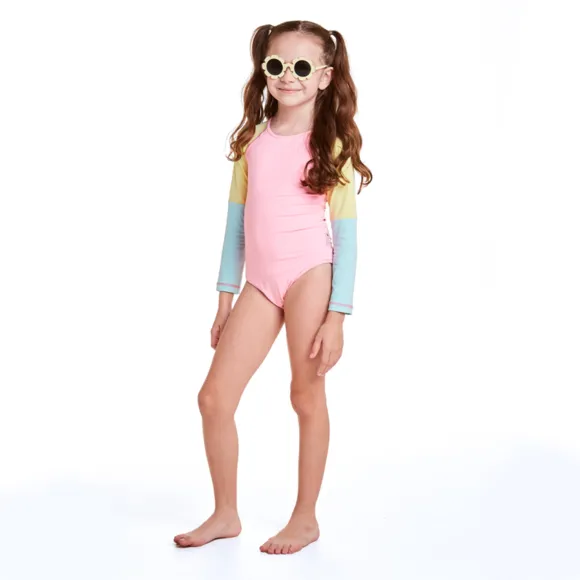 Body Praia Estampa Lisa Elastano Juvenil Proteção Uv50+ Tip Top