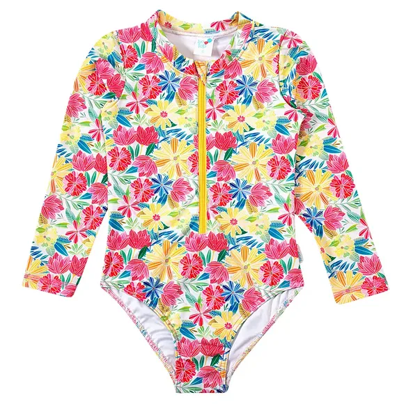 Body Manga Longa Praia Juvenil Festa Das Flores Elastano Proteção Uv50+ Tip Top