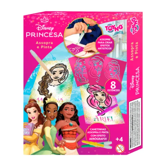 Kit Pintura 8 Peças Assopra E Pinta Princesas Disney