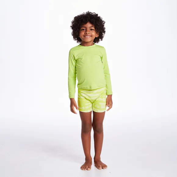 Shorts Praia Juvenil Verde Elastano Proteção Uv 50+ Tip Top