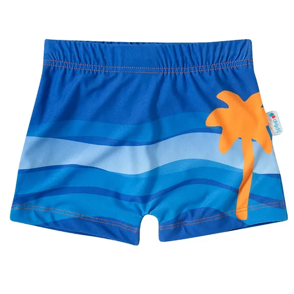 Shorts Praia Coqueiros Tropical Elastano Juvenil Uv50+ Tip Top