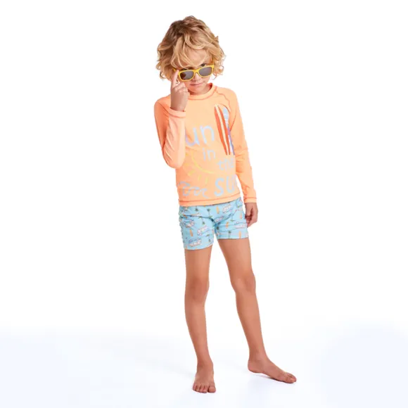 Conjunto Praia Kombi Elastano Juvenil Proteção Uv50+ Tip Top