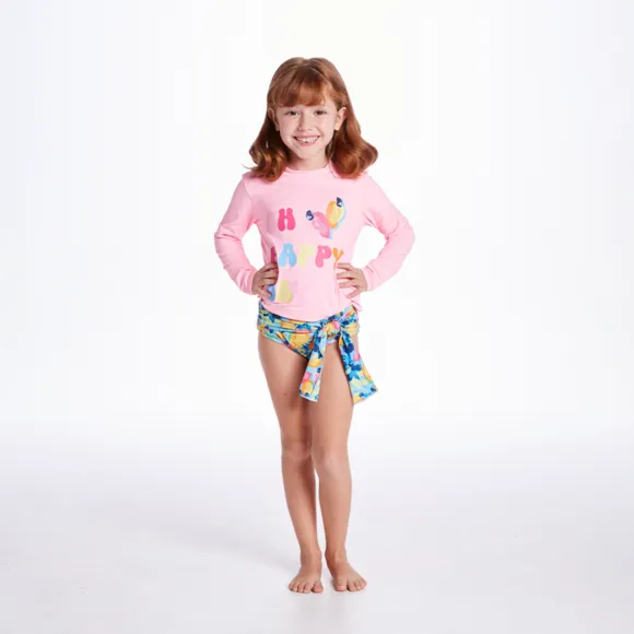 Conjunto Praia Juvenil Summer Caju Lycra Proteção Uv 50+ Tip Top