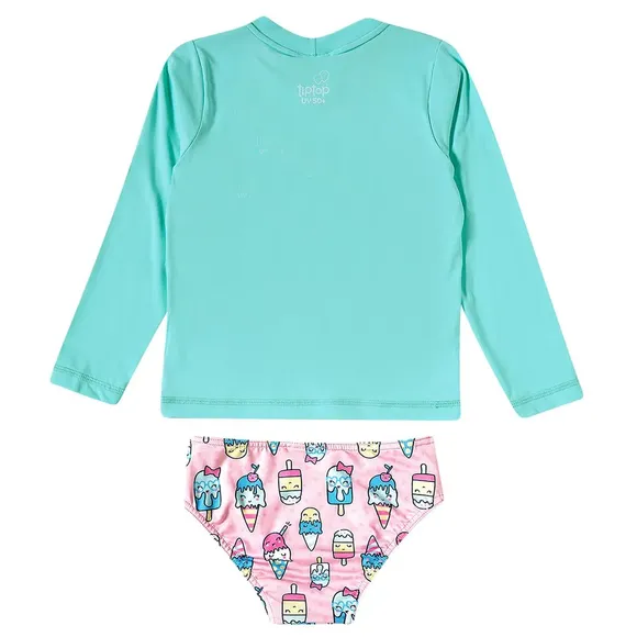 Conjunto Praia Juvenil Sorvetinho Elastano Proteção Uv 50+ Tip Top