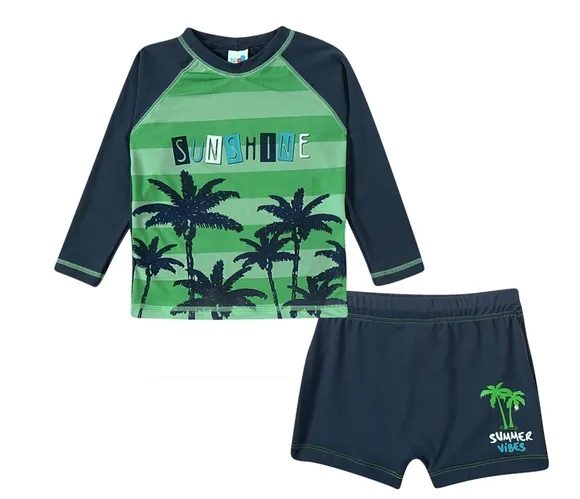 Conjunto Camiseta Manga Longa Com Shorts Praia Summer Vibes Lycra Juvenil Proteção Uv50+