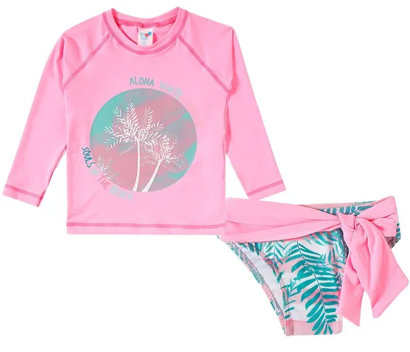 Conjunto Praia Juvenil Aloha Elastano Proteção Uv 50+