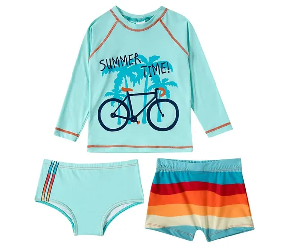 Kit Camiseta Sunga E Short Praia Trailer Lycra Juvenil Proteção Uv 50+