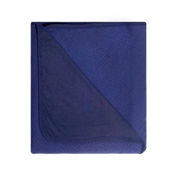 Manta Tricot Com Forro De Malha Azul Marinho Mami
