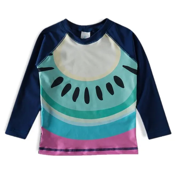 Camiseta Praia Manga Longa  Estampa Frutal Juvenil Proteção Uv50+