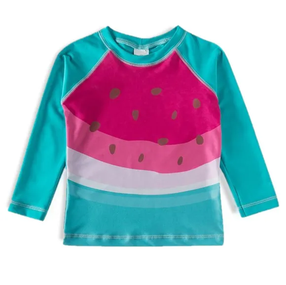 Camiseta Praia Manga Longa  Estampa Frutal Juvenil Proteção Uv50+