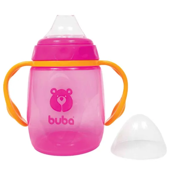 Copo Com Alça Removível E Bico De Silicone 175ml Rosa Buba