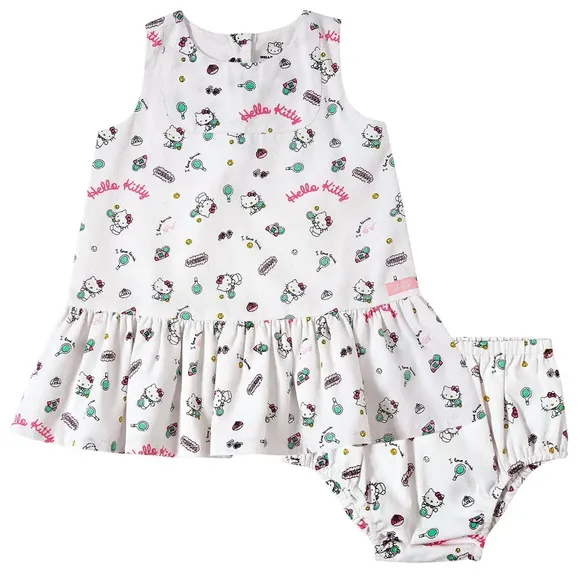 Vestido Sem Manga Bebê Hello Kitty Piquet Tip Top