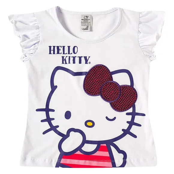 Blusa Manga Curta Toddler Hello Kitty Malha Tip Top