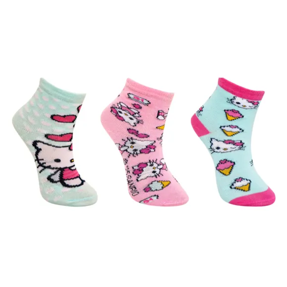 Kit 3 Pares De Meia Hello Kitty Tecido Plano Tip Top