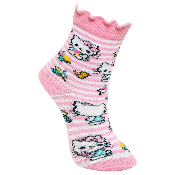 Meia Soquete Hello Kitty Tecido Plano Tip Top