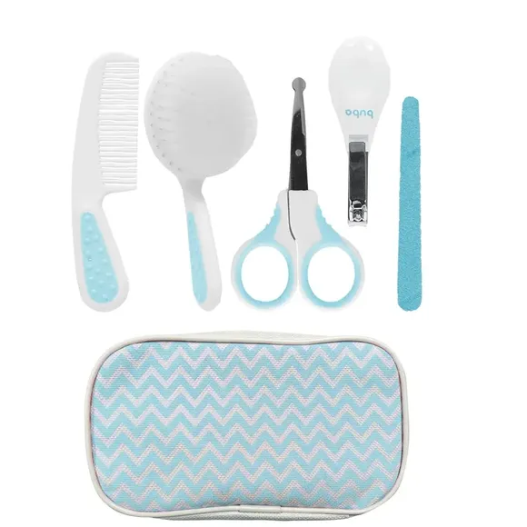 Kit Cuidados Do Bebê Com Estojo 5 Peças Zig Zag Azul Buba