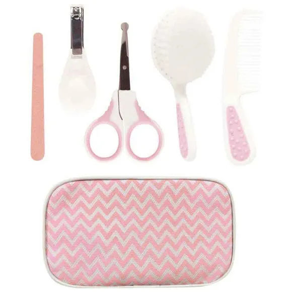 Kit Cuidados Do Bebê Com Estojo  5 Peças Zig Zag Rosa Buba