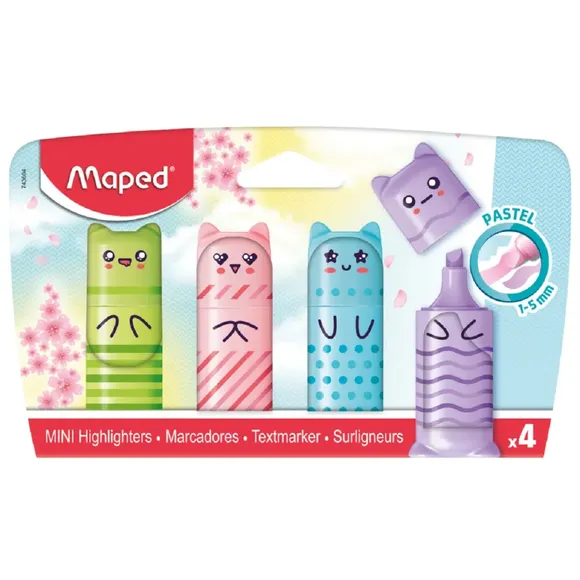 Marca Texto Mini Cute Pastel 4 Peças Blister Colorpeps Maped