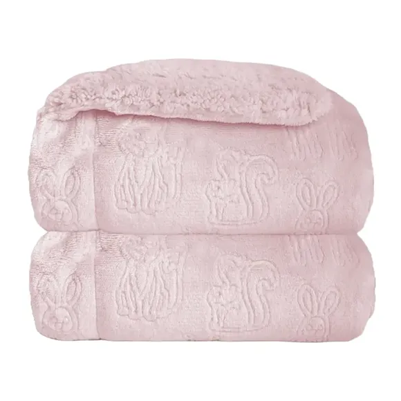 Cobertor Ferrete Rosa Bebê Laço Bebê