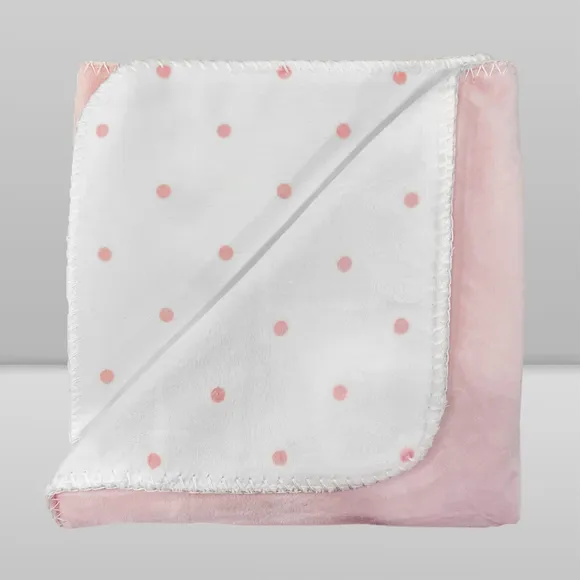 Manta Microfibra Velvet Poa Rosa Bebê Laço Bebê