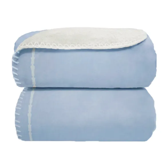 Manta Microfibra Velvet Moon Frame Azul Laço Bebê