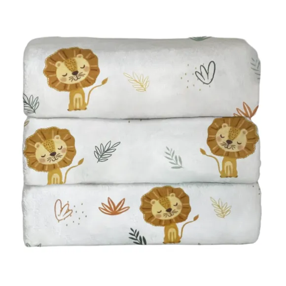 Cobertor Luxo Leao Branco E Bege Laco Bebe
