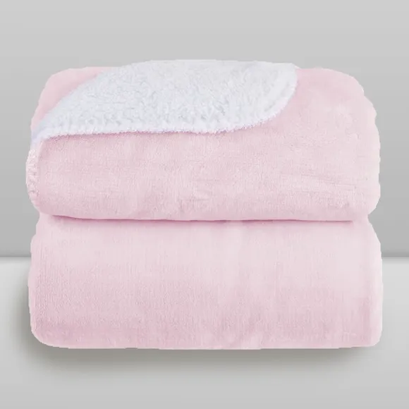 Cobertor Sherpam Liso Rosa Laço Bebê