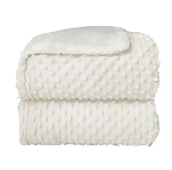Cobertor Sherpam Dots Branco Laço Bebê