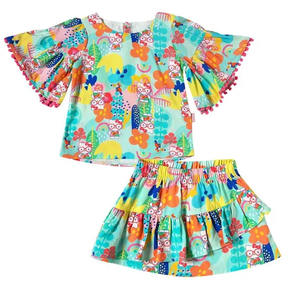 Conjunto Curto Kids Hello Kitty Viscose Tip Top