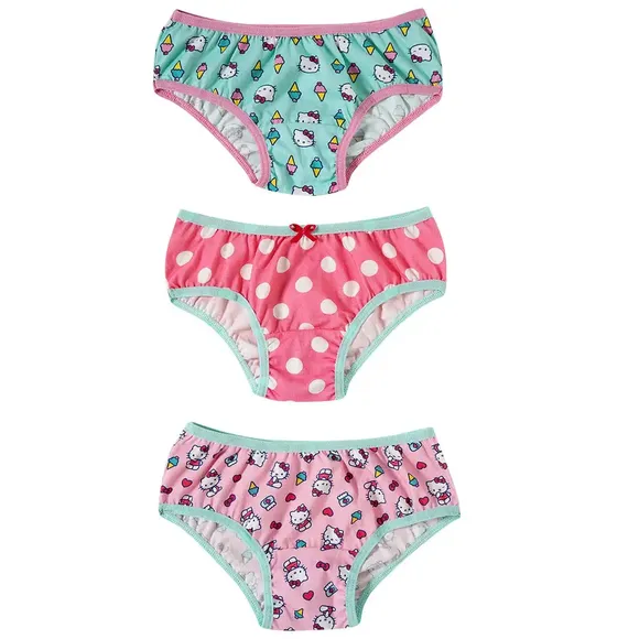 Kit 3 Calcinhas Infantil Hello Kitty Meia Malha Tip Top