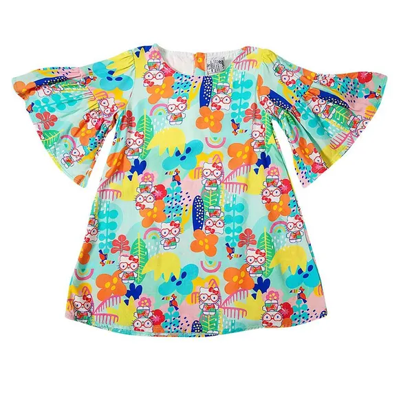 Vestido Manga Curta Kids Hello Kitty Viscose Tip Top