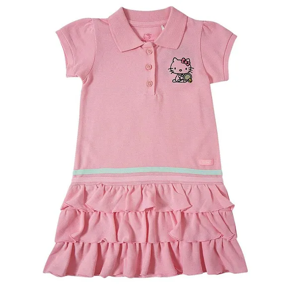 Vestido Manga Curta Kids Hello Kitty Malha Piquet Tip Top