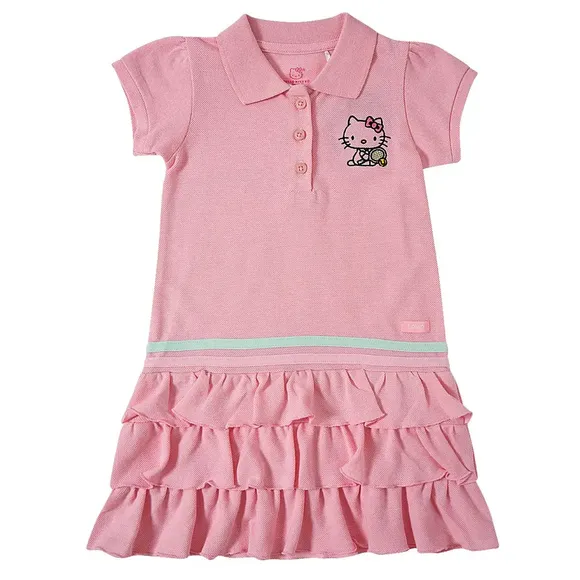 Vestido Manga Curta Kids Hello Kitty Malha Piquet Tip Top