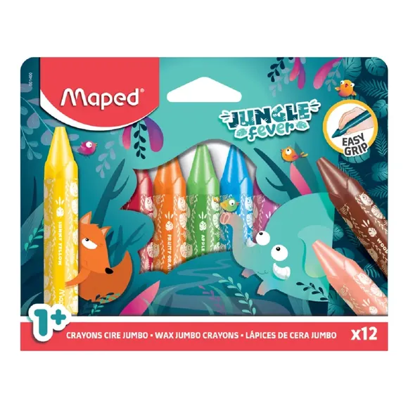 Giz De Cera 12 Peças Jumbo Jungle Fever Maped