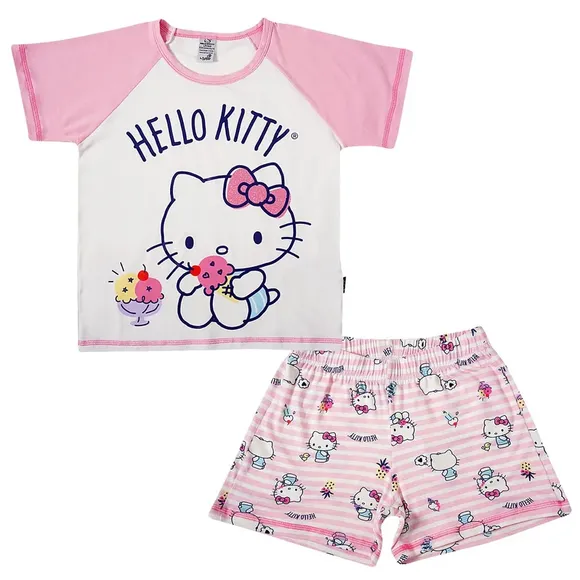 Pijama Curto Juvenil Toque Especial Hello Kitty Viscolycra Tip Top