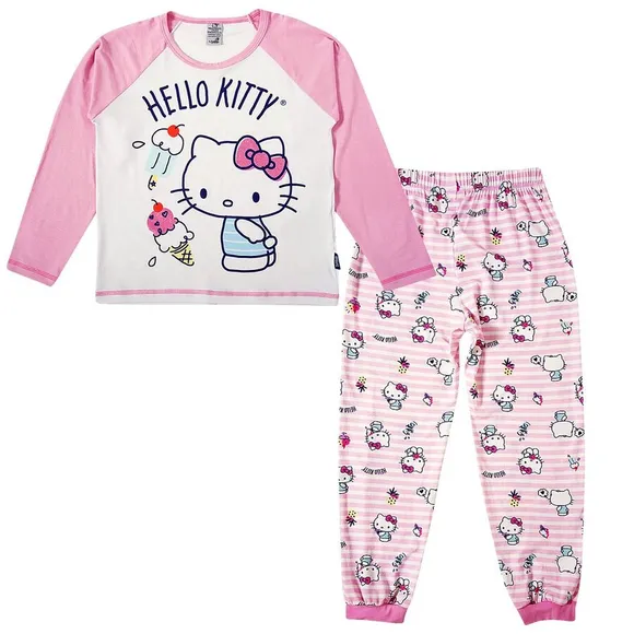 Pijama Longo Juvenil Toque Especial Hello Kitty Viscolycra Tip Top
