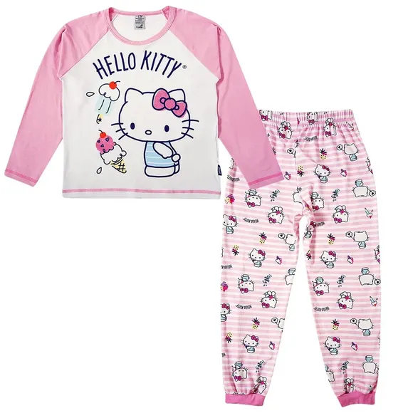 Pijama Longo Juvenil Toque Especial Hello Kitty Viscolycra Tip Top