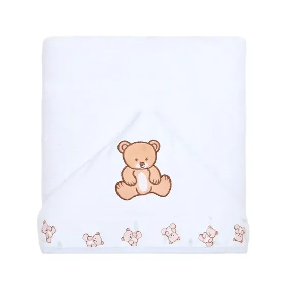 Toalha De Banho Gg Com Capuz Forrado Felpa Bordado 110x80cm Ursinho Bolinha Papi