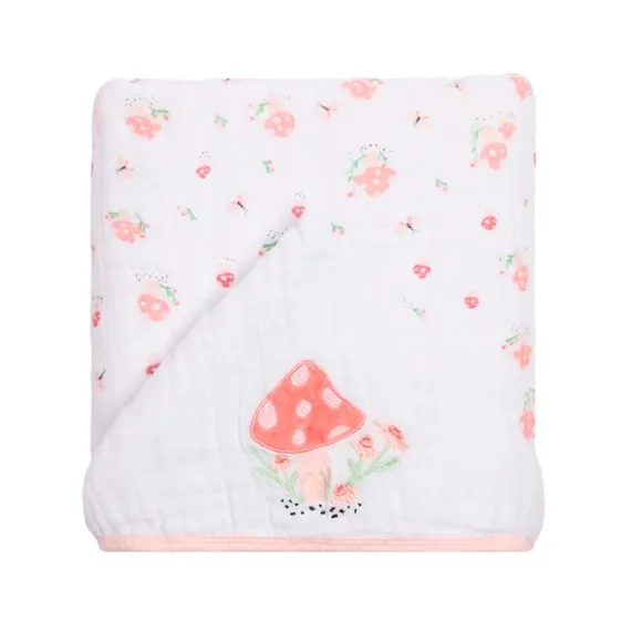Toalha De Banho Com Capuz Forrado Soft Premium Bordado 105x85 Cm Encanto Cogumelo Papi