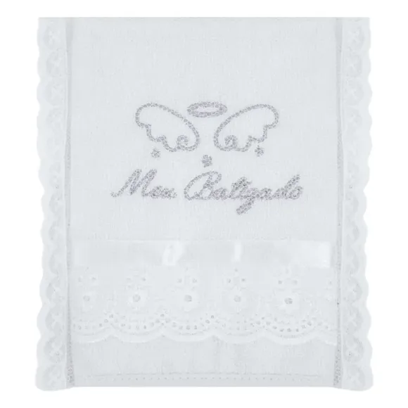 Toalhinha Branca Meu Batizado Hug Baby